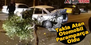 Takla atan otomobil paramparça oldu